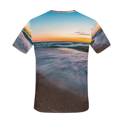 Lake Huron Waves Flowing onto Shore of Beach All Over Print T-Shirt for Men